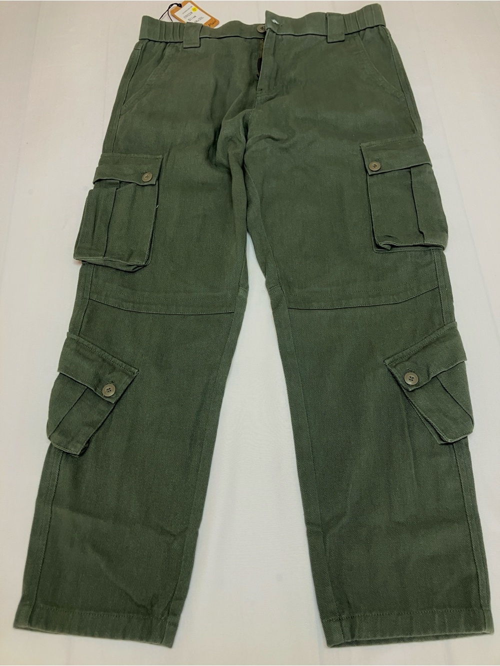 Men's Olive Utility Cargo Pants with Multiple Flap Pockets